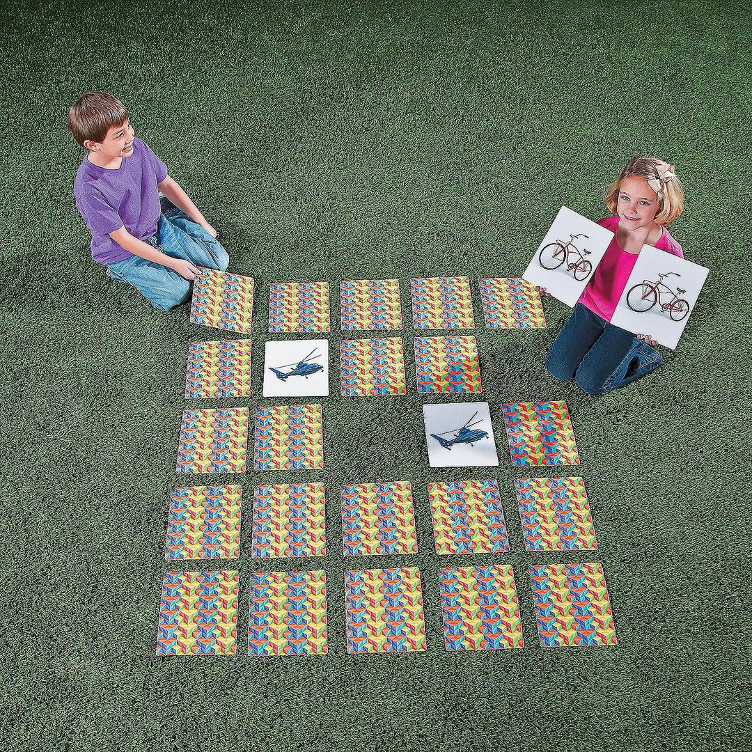 Fun Express Giant Memory Matching Game for Kids Ages 3-8 - 48 Jumbo Cards Educational Learning Toy | Preschool Board Games for Toddler Activities | Indoor & Outdoor Play for Classroom & Family Fun