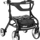 Drive Medical Nitro Sprint Foldable Rollator Walker with Seat, Petite Height Lightweight Rollator with Large Wheels, Folding Rollator, Short Rolling Walker for Seniors and Adults, Black
