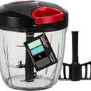 Cambom Manual Food Chopper Vegetable Cutter, Hand String Vegetable Chopper Onions Cutter for Vegetable Fruits Nuts BPA Free Food Safe Material, 900ml Black