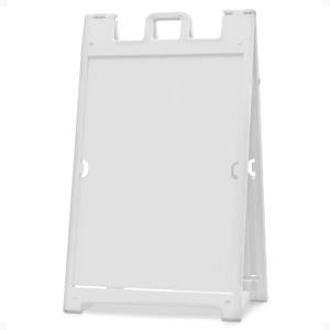 Plasticade Signicade Deluxe A Frame Sidewalk Curb Sign Portable Folding Double Sided Display with Quick Change System for Store Signs, White,  Stand Only, capable of holding two signs 24" wide 36" tall 