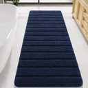 LOCHAS Long Bathroom Rugs Runner, 24" x 60" Large Bath Rug Non Slip Washable, Absorbent Microfiber Bath Mat Luxury Soft, Cozy Bathroom Runner Rug for Shower Quick Dry, Navy Blue