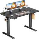 Sweetcrispy Electric Standing Desk Adjustable Height, 48x24 Inch Sit Stand Up Home Office Desks Computer Workstation PC Work Table with 3 Memory Preset Splice Wood Board Metal Frame, Black