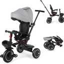 Baby Tricycle, 6-in-1 Folding Kids Trike with Removable Push Handle, Rotatable Seat, Adjustable Canopy, Storage Box, Safety Harness, Balance Bike, Toddler Trike for 7 Months - 5 Year Girls and Boys (Grey)