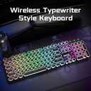 Redragon Wireless Typewriter Style Mechanical Gaming Keyboard, Bluetooth/2.4Ghz/Wired, RGB Backlit, Rechargeable, Blue Switch - Clicky, Metal Panel, Round Keycaps, Black