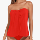 Tempt Me Two Piece Tankini Bathing Suits for Women Halter Bandeau Swim Top with Bottom Flyaway Tummy Control Swimsuit, M