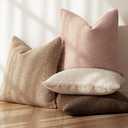 Foindtower Decorative Textured Boucle Throw Pillow Covers Accent Solid Pillow Cases Neutral Soft Cozy Couch Cushion Case for Chair Sofa Bedroom Living Room Home Decor 26x26 Inch,1PC,Light Pink