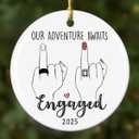 2 x Engagement Gifts for Couples 2025  Ceramic Christmas Ornament, Newly Engaged Couple Gift, Romantic Engagement Gift Keepsake