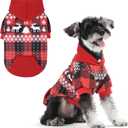 KOOLTAIL Christmas Dog Hoodie,Red Plaid Pet Clothes Sweater with Leash Hole&Pocket for Small Medium Large Dogs, Soft Winter Warm Dog Cold Weather Coat, Fleece Puppy Hooded Sweatshirt for Boys Girls, M, Red&Black(Christmas)
