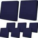 Newwiee 8Pcs Patio Cushion Covers Stretch Outdoor Cushion Cover Replacement for Patio Furniture Sofa Couch Slipcovers, Soft Flexibility Washable Furniture Protector(Waterproof Pure,Navy)