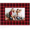 Christmas Plaid Ceramic Photo Frame Buffalo Decorations Holiday Gifts Vertically or Horizontally Size 4x6 Suitable for Christmas Gift Desktop Use (Red and Black Plaid)