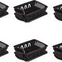 Sterilite Large 2 Piece Sink Set, with Drainboard for Drying, Holds Clean Dishes in the Kitchen such as Plates, Cups, and Silverware, Black, 6-Pack