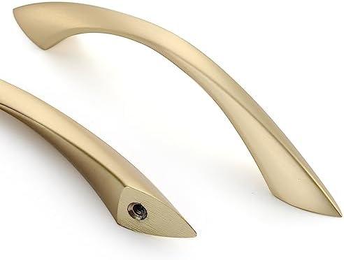 Asidrama 10 Pack 3.75 Inch(96mm) Brushed Gold Cabinet Pulls Cabinet Handles Cupboard Handles Kitchen Cabinet Hardware for Cupboard Drawer Handles Dresser Pulls