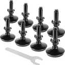 M10 Adjustable Leveling Feet with 4-Pronged T Nut, Rubber Leg Levelers Heavy Duty Furniture Levelers with 2" Thread Length for Cabinet Table Chair Raiser - Black, 8Pcs