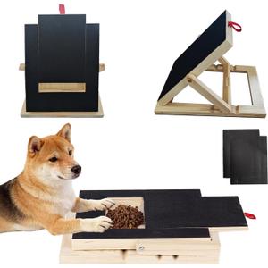 Dog Nail Scratch Board with Treat Drawer,Wooden Nail Filing Pad for Dogs - Adjustable Home Grooming Tool with Durable Self-Adhesive Sandpaper,Suitable for All Breeds