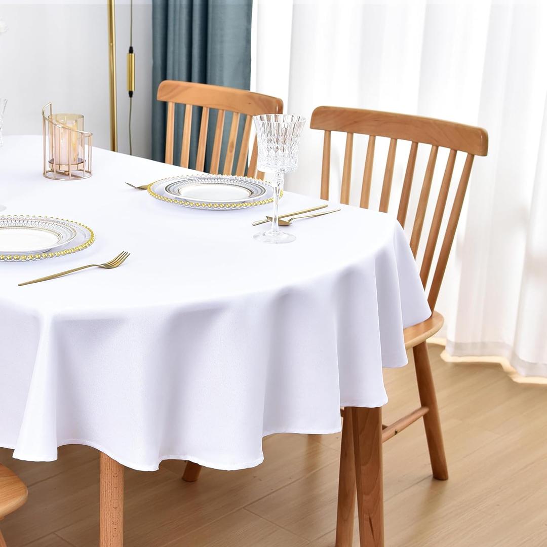 Oval Tablecloth 60x120 Inch Polyester Fabric Table Cloth Solid White Heavy Duty Table Cover Washable for Dinning Kitchen Home Party