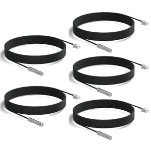 DROK 5Pcs 10k B3950 Temperature Probe, -25 to 125 Degree Celsius Temp Sensor, 3 Meters 9.8 Feet Sensitive Stainless Steel NTC Temperature Sensor Probe