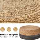 Cpintltr Ottoman Natural Seagrass Footrest Poufs Hand Weave Round Foot Stool for Couch Desk Soft Step Stool Padded Foot Rest with Pine Legs for Living Room Bedroom Natural/Black
