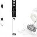 FoodVille MF02 Rechargeable Milk Frother Handheld Foam Maker with Stainless Whisk for Cappuccino, Latte, Bulletproof Coffee, Keto Diet, Protein Powder, Matcha (Dark Black)