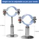 AKIHISA 2 Pcs 304 Stainless Steel Pipe Supports, Wall Mount Ceiling Mount Pipe Hanger, Pipe Holder for OD Pipe 45-48MM Adjustable Height Range 50-100mm