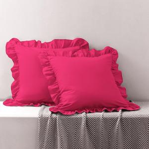 Living Room Cover Pillow 26''x26'', Microfiber Hot Pink Pillowcovers Set of 2, Soft Breathable and Non Shrinking Ruffle Pillowcases for Sofa Bedroom Car Decoration etc