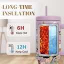 Cat Lover Gifts For Women, Stainless Steel Tumbler With Handle 40 Oz, Best Gifts For Cat Lovers, Birthday Christmas Valentine Anniversary Floral Gift For Women, Floral Tumbler Mug Cup