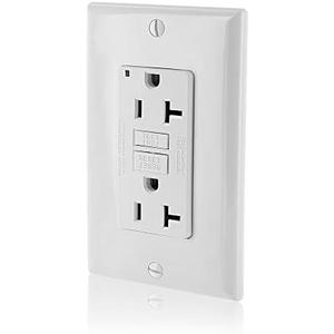 Leviton GFCI Outlet, 20 Amp, Self Test, Non Tamper-Resistant with LED Indicator Light, Protection from Electric Shock and Electrocution, GFNT2-W, White