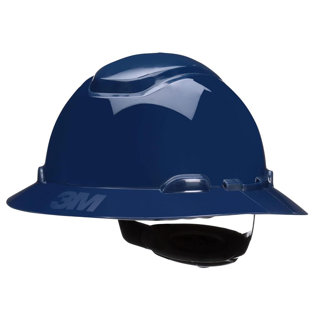 SecureFit Hard Hat SecureFit H-810SFR-UV, Navy Blue, Non-Vented Full Brim Style Safety Helmet with Uvicator Sensor, 4-Point Pressure Diffusion Ratchet Suspension, ANSI Z87.1 (One Size)