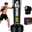 Heavy Freestanding Punching Bag for Adults, 70'' Standing Punching Bag Heavy Bag with Boxing Gloves, Women Men Boxing Training Equipment Kickboxing Bags for Beginners Training MMA Fitness Home Gym