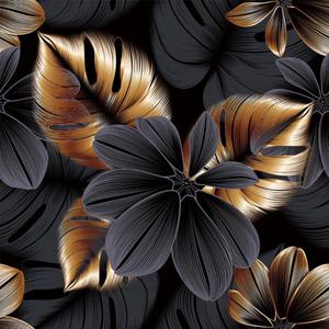 Golden Brozen Leaf Black Monstera Modern Peel and Stick Wallpaper Easy Peel Off Contact Paper Stick on Adhesive Wall Paper for Bathroom Waterproof Renter Friendly H17.7" x W17.7"