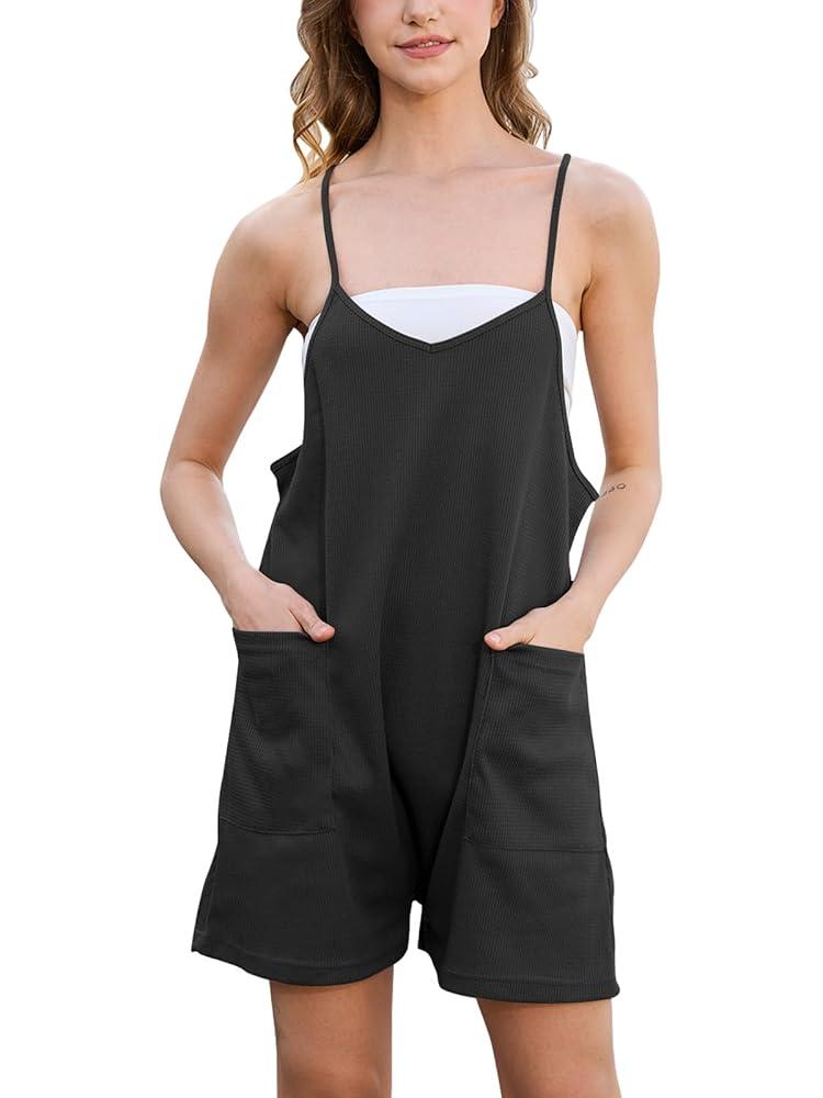 DNFUN Womens Sleeveless Rompers Loose Strap Shorts Overalls Oneise Outfits Summer Casual Jumpsuits, XL