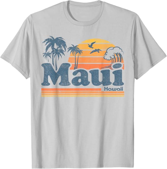 Maui Hawaii Vintage Surf Beach Surfing 70's Retro Hawaiian T-Shirt Medium
