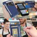 Minimalist Wallet Credit Card Holder Slim Wallet for Men Women, Soft Leather Front Pocket Wallet Small Compact Wallet Thin Card Case ID Window RFID Blocking Card Organizer Quick Access You Need (Dark Blue)