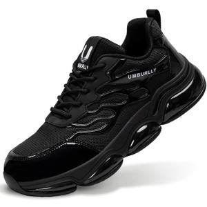 Steel Toe Shoes for Women Men Wide Non Slip Composite Work Sneakers Indestructible Comfortable Safety Tennis Shoes Lightweight Breathable Construction Sneakers Puncture Proof Ergonomic Design (10 Women/8.5 Men, 165black)