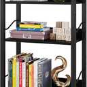 Hosfais Book Shelf Small Bookshelf - 3-Tier Wood Bookcase Industrial Bookshelf Metal Narrow Bookcase Storage Organizer Display Rack for Bedroom Living Room Home Office (Black)