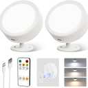 EZVALO LED Wall Mounted Lights, 5500mAh Rechargeable Wall Sconces Lamp, 3 Color Temps & Remote and Touch Control, 360Rotation Dimmable Cordless Wall Light for Bedroom Reading Study (2 Pack White)