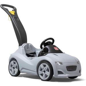 Step2 Whisper Ride Cruiser Kids Push Car, Ride On Toy, Stroller Substitute, Includes Seat Belt & Horn, Made of Durable Plastic, Max Weight 50 lbs., For Toddlers 1.5-4 Years Old, Gray