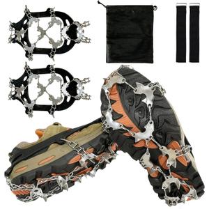 Crampons for Shoes, Footwear Traction Cleats Ice Snow Grips with 32 Stainless Steel Spikes, Shoe Anti - Slip Boots Spikes for Walking, Jogging, Climbing and Hiking (Medium)