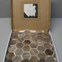 STICKGOO Hexagon Peel and Stick Backsplash Tile, Stick on Backsplash for Kitchen and Bathroom, Wood Texture PVC Mixed Metal Gold Self Adhesive Wall Tiles(10 Sheets, Seamless) (Wood Texture with Metal Gold)