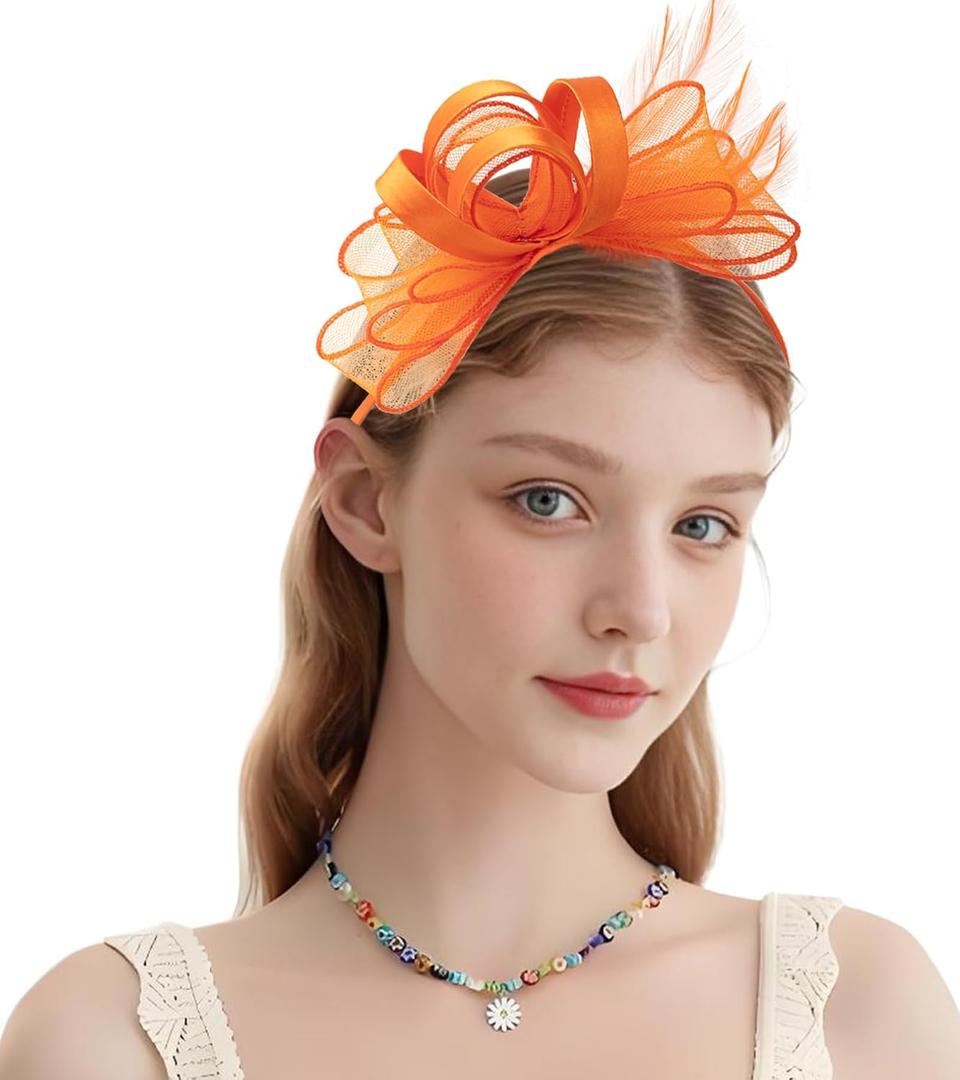 Kgromfy Fascinators for Women Tea Party Hats Derby Hat Wedding Headwear Cocktail Fancy Dress Party Headband