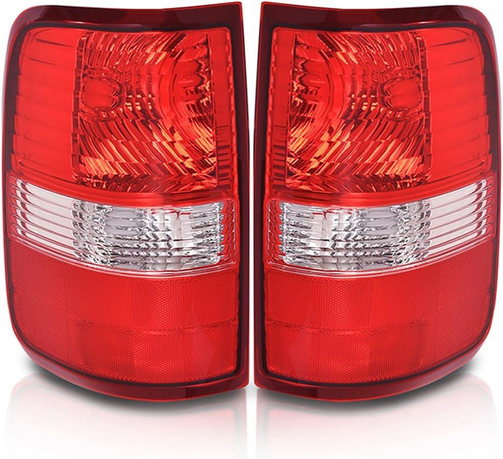 G-PLUS Tail Lights Lamp w/o Bulbs Compatible with Ford F150 King Ranch, Lariat, XL 2004 2005 2006 Rear Brake Lamps Assembly,5L3Z13404CA, 6L3Z13404BA,luces traseras faros traseros Red Lens LH&RH