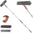 Eazer Window Squeegee Cleaner Tool, 2-in-1 Window Cleaning Kit with 62'' Extension Pole, Window Washer Equipment for Cars, Indoor & Outdoor Glass - Includes 2 Microfiber Cloths