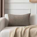 Kevin Textile 12x20 Inch Pillow Cover 1 Pack Boho Decorative Soft Striped Corduroy Lumbar Farmhouse Color Accent Rectangle Cushion Case for Living Room Couch Sofa Bed, Light Brown