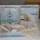Ocean Wall Art Wooden Framed: Beach Artwork Coastal Prints Set of 4 Seascape Wall Decor for Living Room Overall 36"W x 24"H