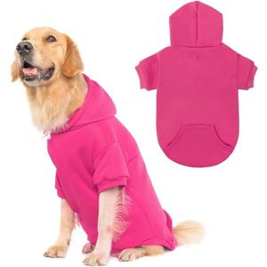 KOOLTAIL Dog Hoodie for Large Medium Small Dogs,Soft and Warm Pet Sweater with Leash Hole and Pocket Boy Girl,Puppy Fall Winter Jacket Clothes,French Pitbull Cold Weather Coat Sweatshirt,Deep Pink L
