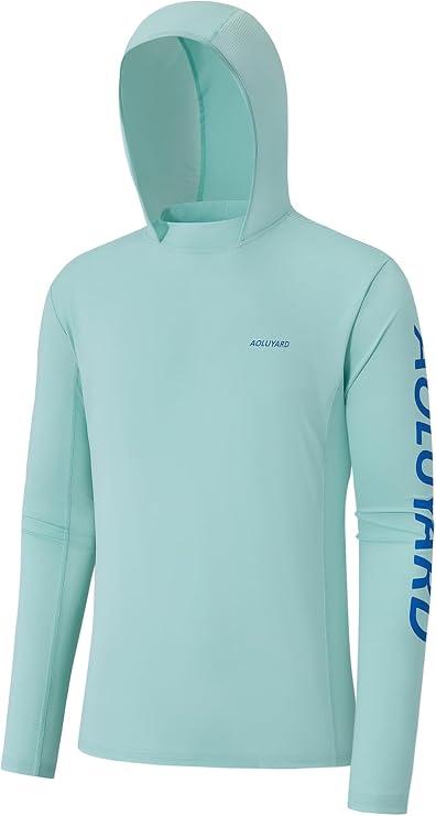 Men’s Sun Hoodie Fishing Shirts UPF 50+ UV Protection Long Sleeve Rash Guard Lightweight SPF Swim Running Quick Dry 3XL