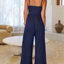 MEROKEETY Women's Summer Casual Rompers Sleeveless Spaghetti Strap Boho Wide Leg Jumpsuits Travel Vacation Outfits Overalls (S)