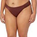 2 x Amazon Essentials Women's Side Tab Bikini Swimsuit Bottom (Large, Deep Brown)