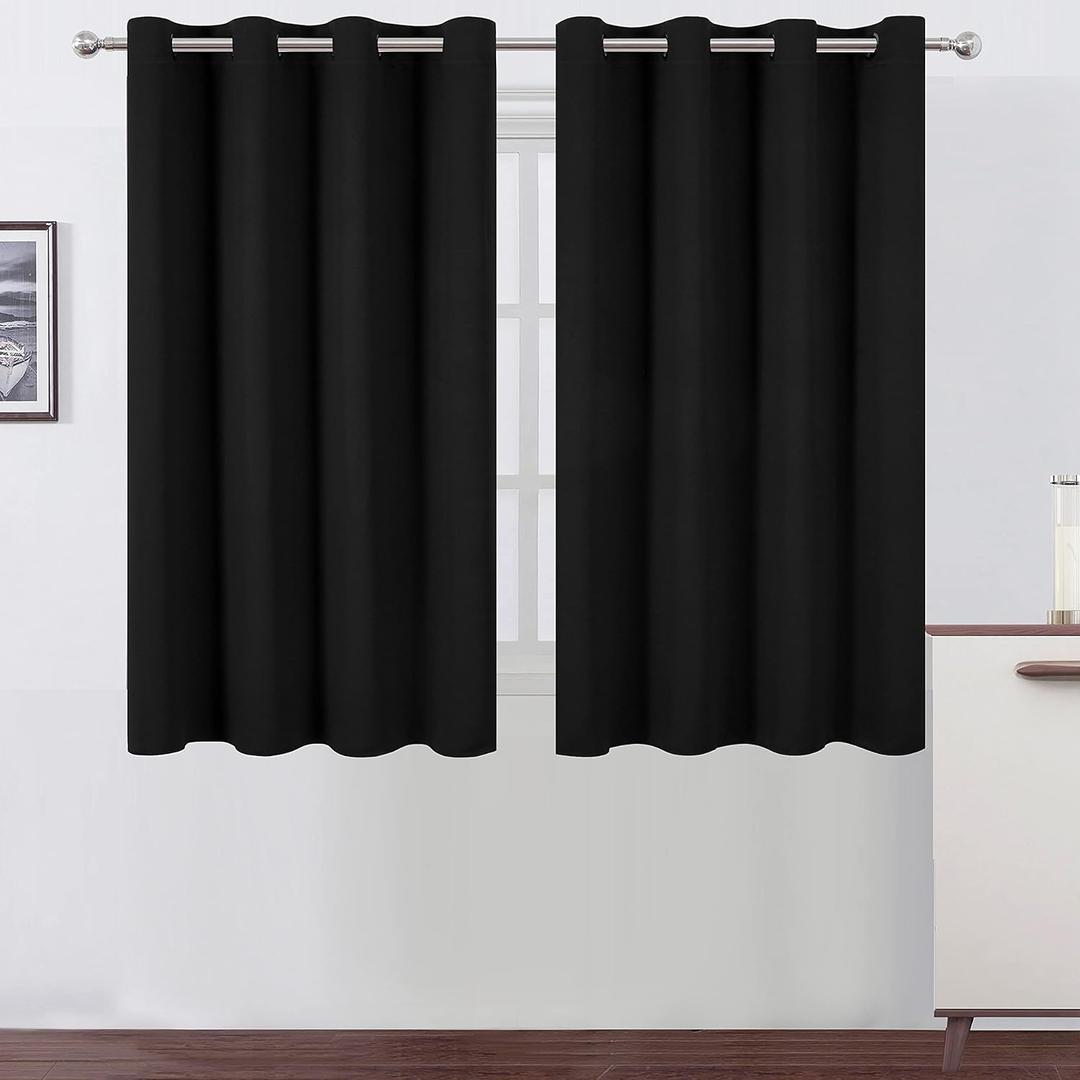 LEMOMO Black Thermal Blackout Curtains/52 x 45 Inch/Set of 2 Panels Room Darkening Curtains LEMOMO Black Thermal Blackout Curtains/52 x 45 Inch/Set of 2 Panels Room Darkening Curtains