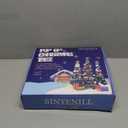 5 FT Pop Up Christmas Tree with Timer Lights and Decorations, Green Tinsel Artificial Christmas Tree with 24 Balls Ornaments, Collapsible Pencil Tree for Xmas Home Office Party Decor