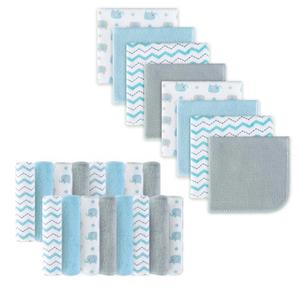 Baby Washcloths, 24Pack Baby Wash Cloths Extra Soft & Ultra Absorbent, Baby Towels and Washcloths Face Towels for Unisex Boys Girls Body, Washclothes Gentle on Sensitive Skin, 9x9 Blu Elephant